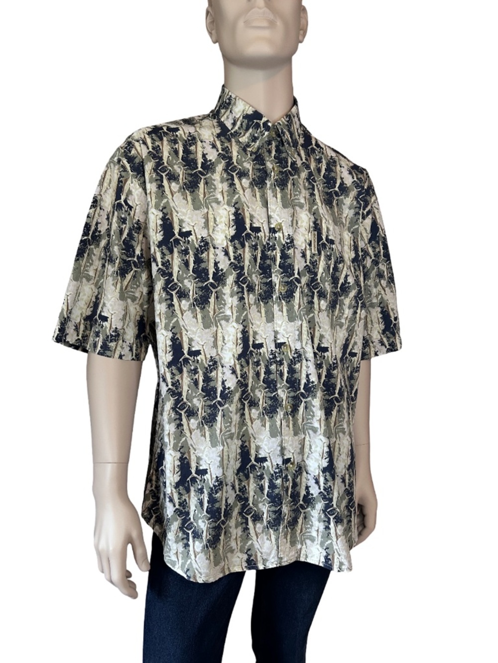 Vintage Columbia Aloha Tiki Shirt all over Marlin Print Monogrammed Button Down